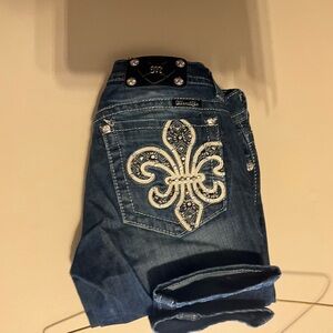 Miss Me Blue Jeans with White Embroidery